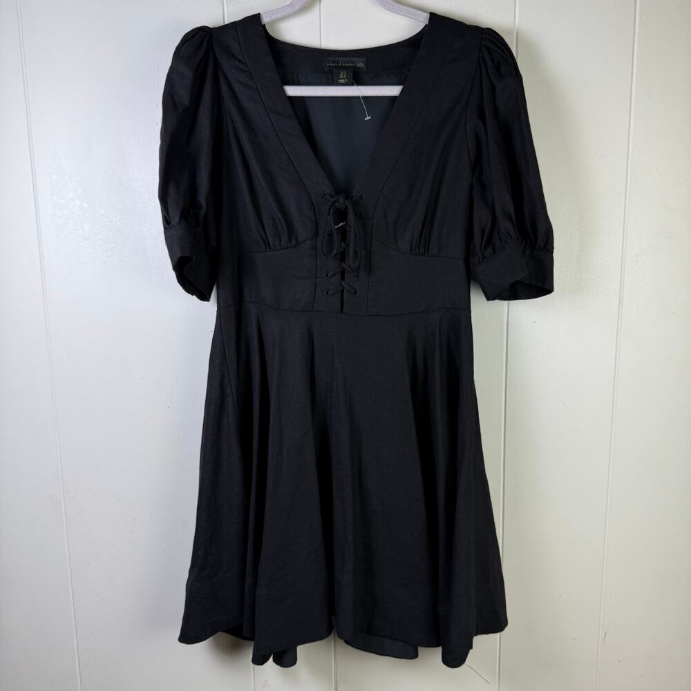 House of Harlow 1960 Women’s Linen Blend Puff Sleeve Mini Dress Size 8